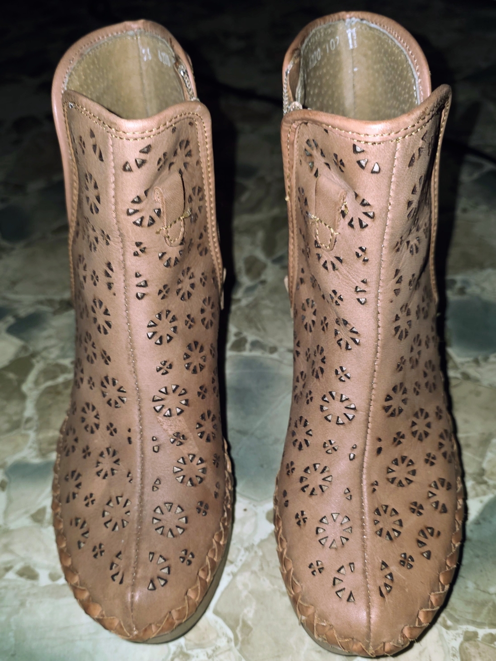 Women's Tan Laser-Cut Ankle Boots By Darte